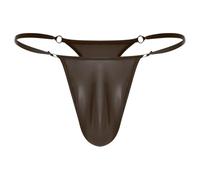 SiiRoh Homme String Ficelle Taille Basse Latex Slip Imperméable Jockstrap Lingerie sous Vêtement Bikini Briefs Underwear Noir Transparent Taille Unique