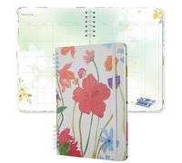 SIIXU Planificateur mensuel coloré sans date, organiseur floral pour le travail, l'école et l'organisation personnelle, petit journal A5 avec motifs floraux uniques