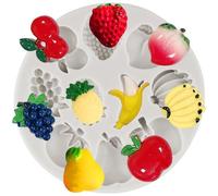 Sijiangmold Fruits Moules en Silicone Fraises Bananes Raisins Fondant Moule Pêche Cerise Chocolat Moules à Bonbons pour Décoration de Gâteau Cupcake Topper Polymère Argile Pâte à Fleurs