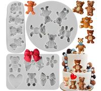 Sijiangmold Lot de 3 moules en silicone en forme d'ours pour la Saint-Valentin - Moule à fondant au chocolat - Pour décoration de gâteaux - Décoration de cupcakes, bonbons, pâte à gomme, pâte polymère