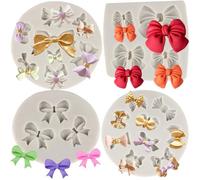 Sijiangmold Lot de 4 mini moules en silicone en forme de nœud pour décoration de gâteau, pâte à sucre, pâte à sucre