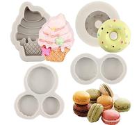 Sijiangmold Lot de 4 moules en silicone pour crème glacée, donut, macaron, fondant