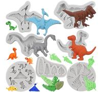 Sijiangmold Lot de 7 moules en silicone dinosaures en forme de feuille tropicale pour fondant, fougère, bonbons, bonbons, pâte à sucre