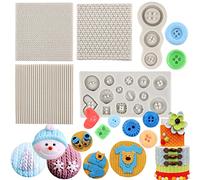 Sijiangmold Mini Knitting Sweater Fondant Molds Crochet Texture Cake Decoration Silicone Mold Button Chocolate Mold For Baby Shower Cake Decorating Cupcake Topper Candy Gum Paste Polymer Clay Set Of 5