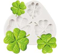 Sijiangmold Moules en silicone en forme de trèfle à quatre feuilles Moule à fondant pour la Saint Patrick Décoration de gâteau au chocolat Cupcake Topper Bonbons Argile polymère Pâte à fleurs