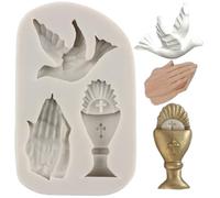 Sijiangmold Moules en silicone pour communion colombes moule fondant mains prières moules à bonbons pour décoration de gâteau chocolat cupcake toppers argile polymère pâte à fleurs