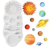 Sijiangmold Planètes Moules en Silicone Terre Vénus Saturne Mars Jupiter Moule à Fondant pour Espace Décoration de Gâteau Chocolat Cupcake Topper Bonbons Argile Polymère Pâte à Fleurs