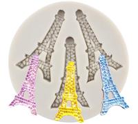 Sijiangmold Tour Eiffel Moules en silicone Tour Fondant pour I Love Paris Décoration de gâteau Chocolat Cupcake Topper Bonbons Argile polymère Pâte à fleurs