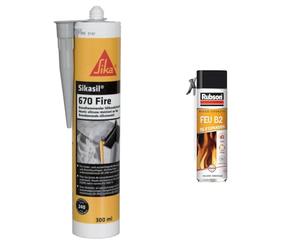 SIKA 670 Fire, Mastic silicone résistant au feu, 300ml, Gris & Rubson Mousse expansive Feu B2, Mousse isole et rebouche résistante au feu