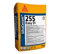 Sika Ceram-255 Easy S1 Colle pour carreaux céramiques de grande taille, glisse verticalement, pour intérieur et extérieur, possibilité de pose jusqu'à 10 mm d'épaisseur, gris, 25 kg