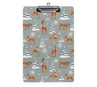 Sika Cerf Flocon de Neige Noël A4 Taille Presse-papiers Drôle Esthétique Travail Étude Lettre Standard Clip Board 12,5 × 8,5 pouces Panneau Dur pour Salle de Classe Scolaire Enfants écriture Dessin