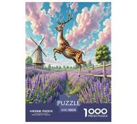 Sika Cerf Puzzles 1000 Pieces Cadeau Unique Faune Sauvage Jeu Éduchatif Défi Jouet À De Qualité Supérieure Peinture Art pour Adultes Et Enfants À Partir De 14 Ans 38x26cm/1000pcs