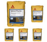 SIKA - Colle à carrelage extérieur spéciale piscine 2-ET) - SikaCeram Piscine Blanc - Résistante à l'immersion - Facilité de pose murale - 25kg (Lot de 5)