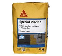 SIKA - Colle à carrelage piscine 2-ET) - SikaCeram - Blanc - 25kg | Résistante à l'immersion - Facilité de pose murale