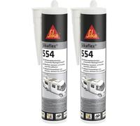 Sika Colle de montage - Sikaflex-554 noir - Idéal pour les grands composants et une charge dynamique élevée - Résistant au vieillissement et aux intempéries - 300 ml (Lot de 2)