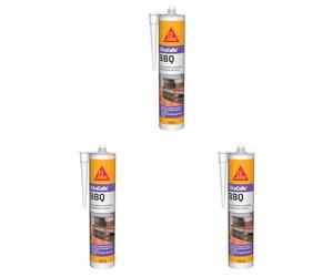 SIKA - Colle spéciale assemblage de petits barbecues en pierre - SikaColle BBQ Beige Clair - Extérieur - Bonne résistance à l'humidité et à la chaleur - Sans solvant - 500g (Lot de 3)