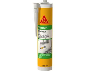 Sika cryl Structure Mastic acrylique granulaire recouvrable pour plâtre, fissures, enduits intérieur et extérieur Cartouche de 300 ml Blanc