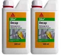 SIKA - Décapant nettoyant à diluer pour laitance de ciment de carrelage et matériel - Sika Decap - Intérieur/Extérieur -Dissout le ciment durci - 500ml (Lot de 2)