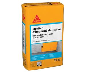 SIKA - Enduit fondation mortier d'imperméabilisation de caves/sous-sol - Sika Enduit Fondation Gris - Imperméable à l'eau - Durcissement rapide - Esthétique 25kg