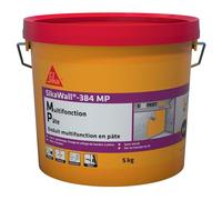 SIKA - Enduit multifonction en pâte 3 en 1 - SikaWall 384 MP Blanc - Prêt à l'emploi pour le garnissage/lissage/collage de bande à joints - Sec au toucher en 1h - Application et ponçage facile - 5kg