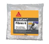 SIKA - Fibres synthétiques 6mm pour enduits et mortiers - SikaCem Fibres 6 Blanc - Limite la fissuration et le faïençage - Augmente l'imperméabilité et la résistance aux chocs - 150g