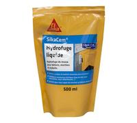 SIKA - Hydrofuge liquide - SikaCem Blanc - Hydrofuge de masse pour bétons/mortiers/enduits - Améliore la résistance aux eaux séléniteuses - Sans chlore - Dosage facile - Prêt à l'emploi - 500ml