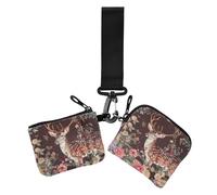 Sika Lot de 2 porte-monnaie avec fermeture éclair pour femme Motif fleurs de cerf, Fleur de cerf Sika, 1 size, Impression artistique