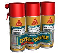 SIKA - Lot de 3 - Mousse PU expansive - SIKA Boom 128 Blanc - Tout en un réutilisable - Usage tous sens pour isolation, calfeutrage et remplissage sur multi-supports - 400ml