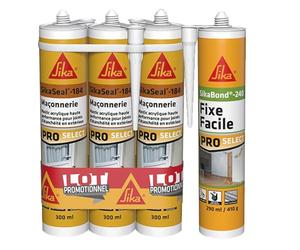 SIKA - Lot de 3x Mastic acrylique - Réparation de fissures et joints pour fenêtres et murs - Int & Ext -Blanc -3x300ml + Colle acrylique pour l'agencement intérieur - Remplace clou & vis -Blanc -290ml