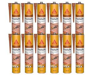 SIKA - Mastic-colle souple polyuréthane - Sikaflex-155 Fixotuile Purform terre cuite - Réparation et collage de tuiles - Tous types de tuiles - 300 ml (Lot de 12)
