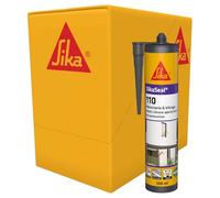 SIKA - Mastic silicone de construction - SikaSeal-110 Menuiserie & Vitrage, Noir - Joints de menuiserie et vitrage - Extérieur/intérieur - Carton de 12 cartouches de 300ml