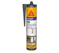 SIKA - Mastic silicone de construction - SikaSeal-110 Menuiserie & Vitrage anthracite - Joints de menuiserie et vitrage - Extérieur/intérieur - 300 ml