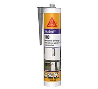 SIKA - Mastic silicone de construction - SikaSeal-110 Menuiserie & Vitrage gris - Joints de menuiseries et vitrages - Extérieur et intérieur - 300 ml