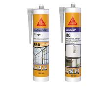 SIKA - Mastic Silicone pour joint de menuiserie & vitrage - Multi-supports - Transparent - 300ml + Mastic Silicone - Spécial verre - Intérieur et extérieur - Ne jaunit pas - Transparent - 300ml