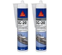 SIKA - Mastic Silicone pour le Collage et L'étanchéité de Vitrage - Hublots - Sikasil SG-20 Noir (Réservé aux Professionnels) - Classement au feu B1 - Résiste aux UV et au veillissement - 300ml