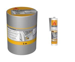 SIKA multiseal alu 150 mm x 3 m, Aluminium, 150 mm x 3 m & SikaSeal-189 Toiture & Gouttière, Gris, Mastic Butyle 2en 1 pour joints et réparations