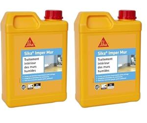 SIKA - Resine pour traitement des murs humides - Sika Imper Mur - Anti-salpêtre, anti-moisissures, anti-humidité pour mur intérieur - Multi-supports - Séchage rapide - 2L (Lot de 2)