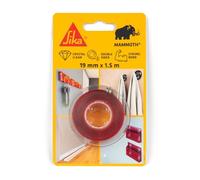 SIKA - Ruban adhésif double face extra fort et transparent - SikaBond Mammoth Crystal - Fixation rapide sans perçage - Maintien immédiat - Application facile - Intérieur et extérieur - 1.5m