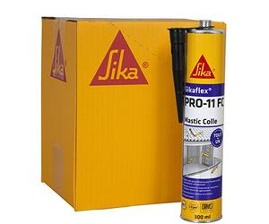 Sikaflex PRO 11 FC, Mastic-colle tout en 1 à prise rapide et multi applications -SNJF - Sans pistolet, Lot de 12 cartouches 300ml, Noir