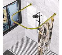 Sikaiqi Tringle à rideau de douche d'angle en acier inoxydable 304 en forme de U, taille réglable (en forme de U doré, longueur des deux côtés : 80 à 119,4 cm, largeur moyenne : 88,1 à 109,2 cm)