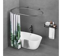 Sikaiqi Tringle à rideau de douche ovale en alliage d'aluminium de forme carrée pour baignoire sur pieds sur griffes (argent : L 140 cm, l 63,5 cm)
