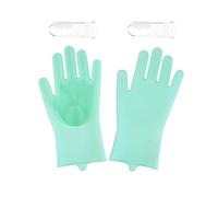 SIKAMARU 1 paire de gants de bain pour animaux de compagnie et 2 brosses à dents pour animaux de compagnie, gants de soins pour animaux de compagnie, gants en silicone, fournitures pour animaux de