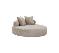 SIKINOS - Fauteuil Lounge en Tissu Microfibre Beige avec Coussins -