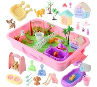 Sikmcle Lot de 32 bacs sensoriels pour animaux de compagnie et kit de sable sensoriel malléable avec bac à sable, jouets pour chiens et chats pour enfants de 3 à 7 ans