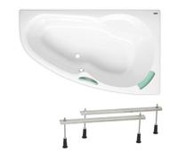 Siko - 140x95 cm Laguna Luiza baignoire d'angle gain de place, avec pieds, acrylique, droite, blanc (LU1400P-SET)