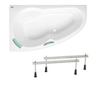 Siko - 140x95 cm Laguna Luiza baignoire d'angle gain de place, avec pieds, acrylique, gauche, blanc (LU1400L-SET)