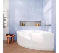 Siko - 140x95 cm Laguna Luiza baignoire d'angle gain de place en acrylique, droite + tablier 140 cm + pieds, blanc (LU1400P-SET1)