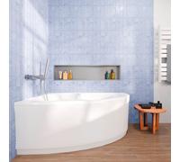 Siko - 140x95 cm Laguna Luiza baignoire d'angle gain de place en acrylique, gauche + tablier 140 cm + pieds, blanc (LU1400L-SET1)