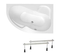 Siko - 160x100 cm Fortuna Plus baignoire d'angle avec pieds, Acrylique, Droite, Blanc (FO1600PPLUS-SET)