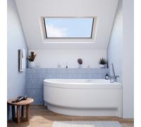 Siko - 160x100 cm Fortuna Plus baignoire d'angle en acrylique, droite + tablier 160 cm + pieds, blanc (FO1600PPLUS-SET1)
